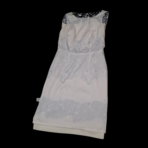 Adrianna Papell Ivory with Black Floral Lace-Print Sheath Dress  Women Size 10 - Picture 10 of 16